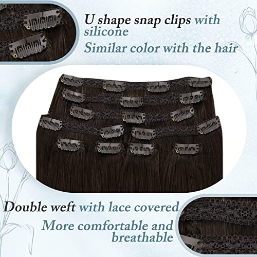 Kupite zajedno uštedite više RUNATURE Brown Clip u ekstenzijama za kosu prava ljudska kopča za kosu u ekstenzijama 2 najtamnije smeđe