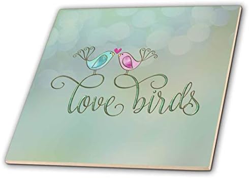 3drose Love Typography And Cute Little Birds Ceramic Tile, 6