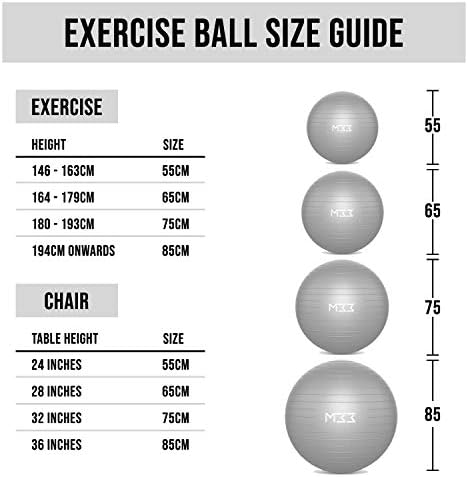 Mode33 Lopta za vežbanje - 55 do 85 cm izuzetno debela Lopta za jogu protiv rafala sa ručnom pumpom-Lopta za teretanu za fitnes, Pilates,