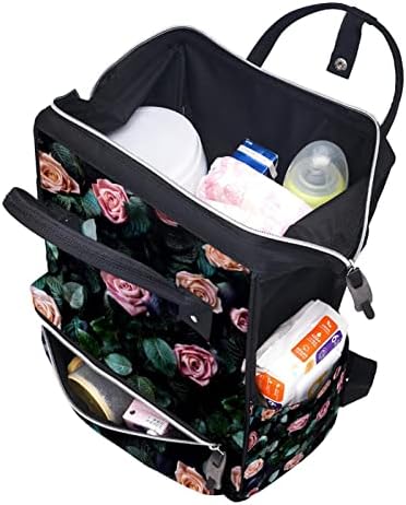 Ružičaste ruže sa lišćem uzorka rugarskih bagera ruksaka babdene torbe za promjenu od pelena Multi funkcija Veliki kapacitet putnička