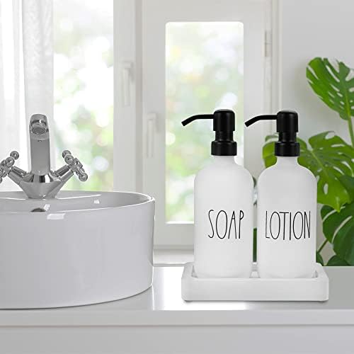 Luksuzni stakleni sapun i raspršivač losiona sa ladicom svjetlijim stajama - ručni raspršivač sapuna za kupaonicu i pumpa od nehrđajućeg