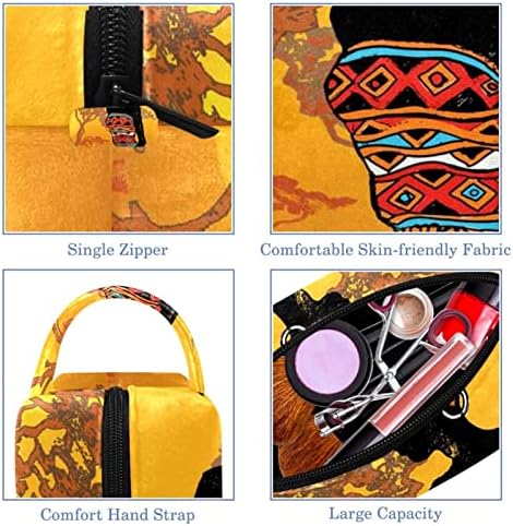 Tbouobt kozmetičke torbe za šminke za žene, male šminkerne torbe za šminku, afrička žena Silhouette vintage etnički plemen