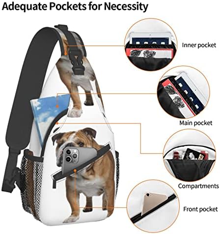 Ocelio English-Bulldog dijagonalna torba za slobodno vrijeme, ruksak s jednim ramenom, pogodan za putovanja i planinarenje ruksaka