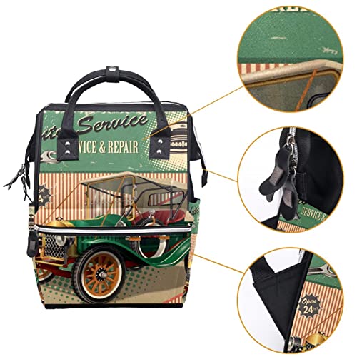 Lorvies Vintage bag bager za pelena automobila, veliki kapacitet muti-funkcija putni ruksak