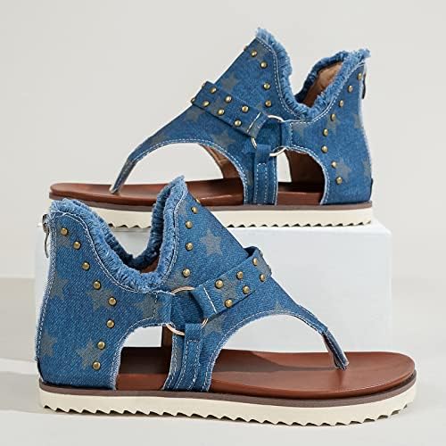 Kamemir sandale za žene Ljetna modna zvjezdana print ravne cipele retro flip flops zvezda ispisane ženske kamenske sandale sa petom