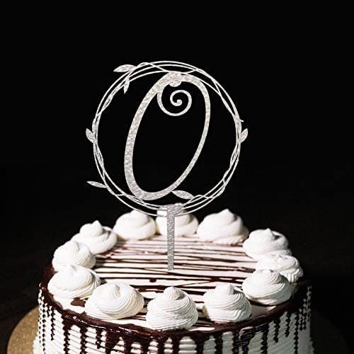 Monogram o početni točki za torte SilverLoral vijenac Prilagodite bilo koji početni za godišnjicu vjenčanja Torta za torte za torte