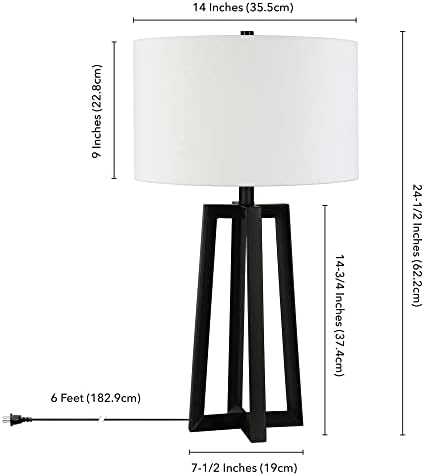 Helena 24,5 visoka stolna lampa sa sjenilom tkanine u Crnoj bronzi/bijeloj boji
