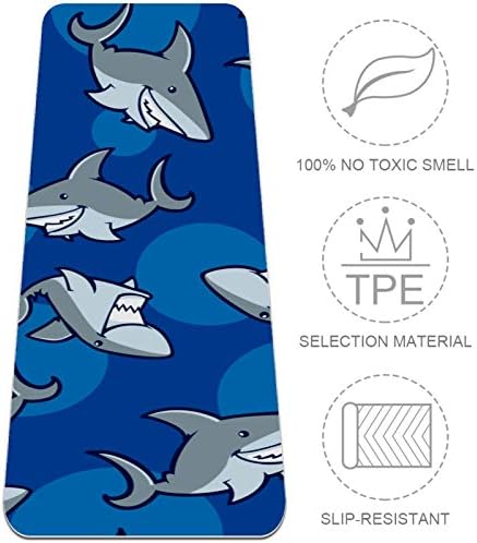 Siebzeh Cartoon Shark uzorak plave pozadine Premium Thick Yoga Mat Eco Friendly Rubber Health & amp; fitnes non Slip Mat za sve vrste