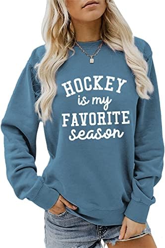 Jverf Hokej je moja omiljena sezonska dukserica hokejska mama mamice Žene Ležerne prilike s dugim rukavima, pulover na vrhu vrhova