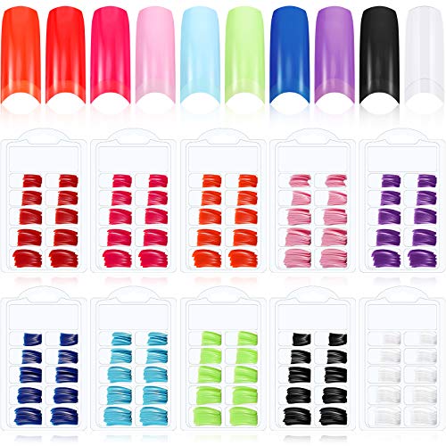 1000 komada šareni francuski lažni akrilni Gel za nokte jednobojne pune boje lažni nokti 10 kutija pritisnite savjete za nokte s kutijom