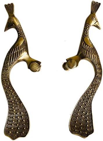 AAKrati paun dor ručka - ormare za ručke mesinga izrađene u kraljevskom listu dizajnu - antikne mesingane ladice, modernog ormarića
