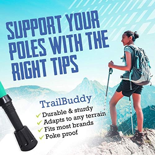 TRAILBUDDY SAVJET ZA WALCING STICK - pakovanje 6 zamjenskih tipova gumenog trčanja u većini trekking-planinarskih i planinarskih stupova