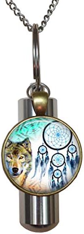 Wolf Dream Catcher kremacija urne ogrlice, ručno rađeni poklon za žene kremiranje urn ogrlica, duhovna kremacija urna ogrlica, valentines