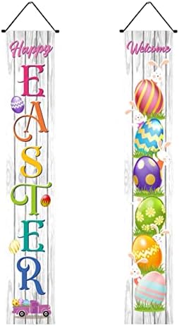 Shamjina Easter Banners Holiday Viseni baneri Dobrodošli potpisuju Uskršne vrata za kamin, zid, stubove dvorišta, vrata, uskršnje