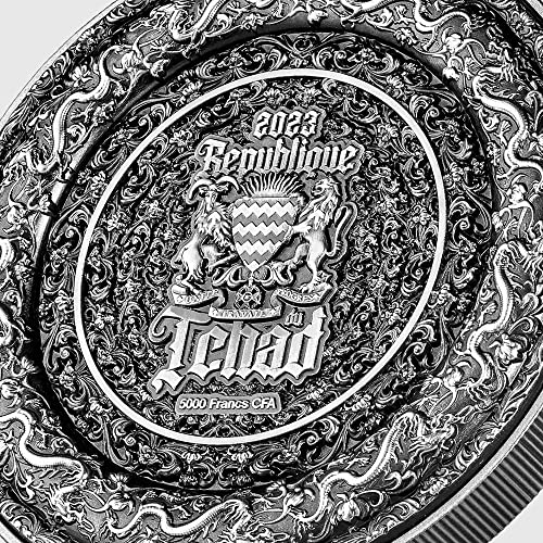 2023 DE Moderna prigodna Powercoin Zabranjeni zmaj 1 oz Silver Coin 5000 Francs Chad 2023 Antique Finish