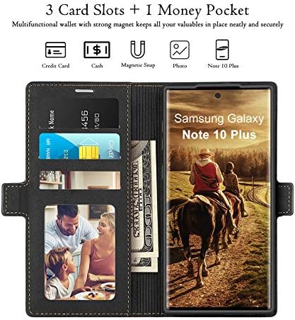Galaxy Note 10 Plus torbica za novčanik Premium Leather Note 10+ Plus Folio Flip Case sa držačem za kartice sa postoljem Slotovi za