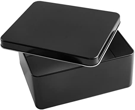 Crni metalni poklopci limenih kutija - velike posude, držač za čuvanje ključeva automobila, kolačić, pernica, 6,8 x 5,6 x 2,8 inča