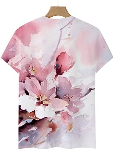 Top T Shirt za dame jesen ljeto 2023 kratki rukav za čamac sa pamučnom tintom boja cvjetna grafička majica VS VS