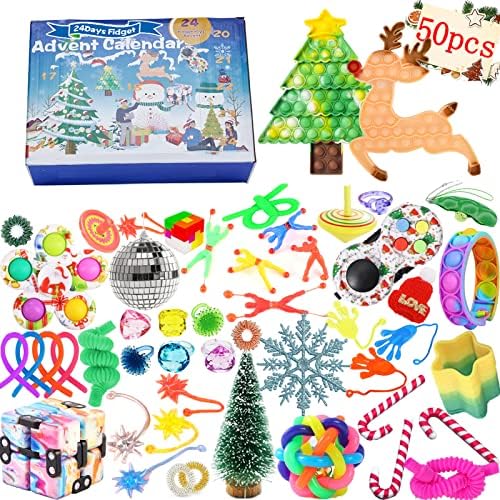Fidget Advent Calendar 2021,24 dana Božić Countdown Calendar Sensory Fidget paketi sa Push Pop-on-It Fidget igračke postavlja poklone iznenađenja za zabavu