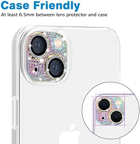 Hsefo za iPhone 13 & amp; iPhone 13 Mini zaštitnik sočiva kamere, Bling 3D vještački dijamant Sparkle Diamond 9H poklopac kamere od