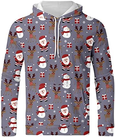XXBR božićne dukseve za muške smiješne zveznice sa kapuljačom Xmas Reindeer Print party party pulover