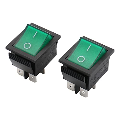 Baomain Rocker Switch Dpst ON-Off 16a 125V AC 4-pinski 6.3 Terminal širine crveno i zeleno svjetlo UL VDE TüV paket od 4