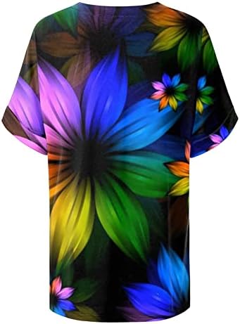 Cherella Vneck bluze za teen djevojke Ljeto jesen cvijet kratkih rukava s labavim fit bluze majica ženska odjeća trendy z8