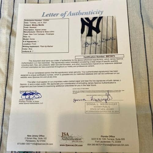 Mickey Mantle potpisao je 1952. njujork Yankees Mitchell & Ness Jersey sa JSA COA - autogramiranim MLB dresovima