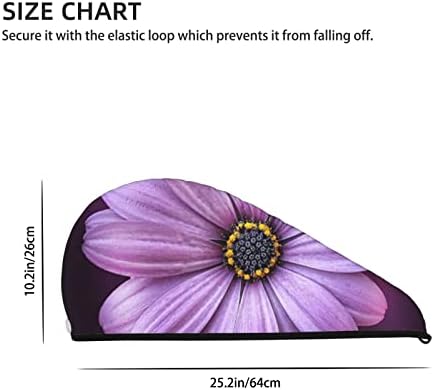 Wowbed Purple Chrysanthemum peškir za sušenje kose sa gumbom, ručnik za kosu mikrovlakana, šešir za suhu kosu, kadu za kosu za kosu