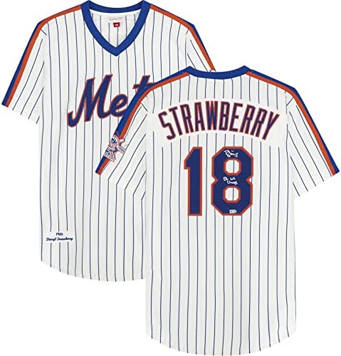 Darryl Strawberry New York Mets je upoznao autentični dres bijelog Mitchell & Ness sa natpisom 86 WS Champs - autogramirani MLB dresovi
