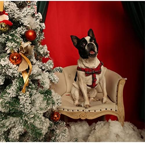 Generički pamučni crveni plaćeni božićni pas s bowtie i osnovnim povodcem za pse Podesive kopče za kućne ljubimce