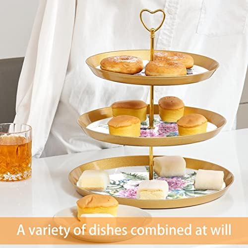Set za prikaz desertnog stola, Zlatni stalak za kolače, Štandovi za deserte, 3-slojni poslužavnik za serviranje, stalak za torte,