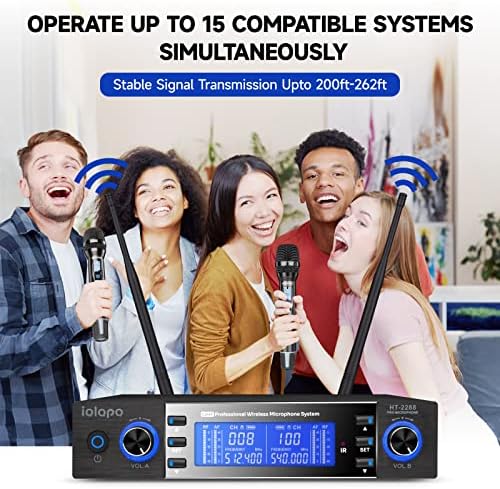 Iqlqpq bežični mikrofonski sistem, profesionalni metalni Akumulatorski dinamični karaoke mikrofon,ručni mikrofon jednostavan za korištenje za kućne Karaoke zabave, sastanke, crkvu, DJ-a, vjenčanje, Kućni KTV Set
