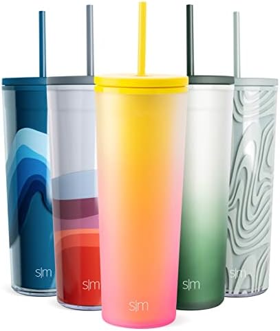Jednostavna moderna Plastična čaša sa poklopcem i slamkom / ledene šolje za kafu bez BPA za višekratnu upotrebu sa dvostrukim zidom