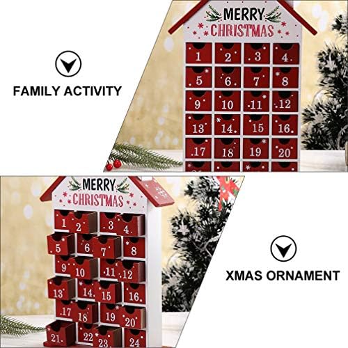 ABOOFAN desktop Decor Božić drveni Advent Kalendar sa 24 Candy ladice kuća oblik odbrojavanje kalendar Ornament za rođenje Holiday