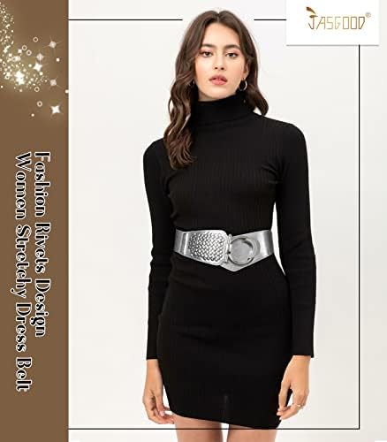 Jasgood ženska modna vintage široka elastična pojas za struk za haljine Halloween / Božićni pojas sa štitnicima za zakovice