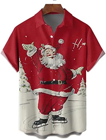 Hodaweisolp muns Halnween božićne majice Funky Santa gumb dolje majica tiskane majice s kratkim rukavima
