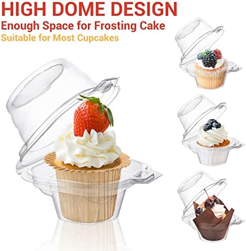 Suice Cupcake kontejneri 100 Count, plastične Mini kutije za torte sa dubokim kupolastim poklopcima, jasni pojedinačni držači za Cupcake