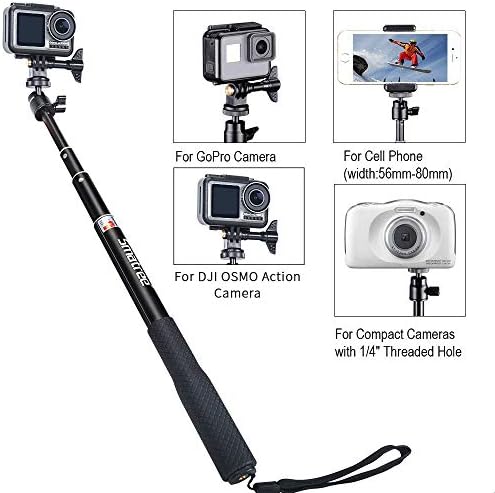 Smatree teleskopski selfi štap sa postoljem za stativ kompatibilan za GoPro Hero 11/10/9/8/7/6/5/4/3+/3/Session / GOPRO Hero, Insta360,