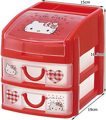 Sanrio Hello Kitty Che3n, male plastične ladice s top pretincima, crveni
