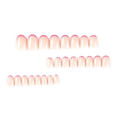 RikView Pink francuski Savjeti nokti Almond Press na noktima srednji lažni nokti Pink sjajni nokti za žene