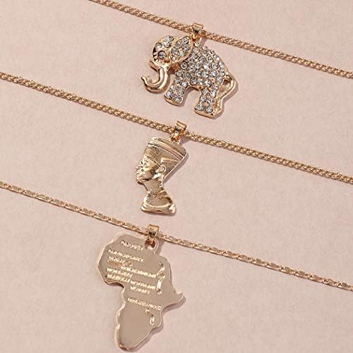 Acedre Afrika karta Choker ogrlica Crystal Elephant slojeviti privjesak lanci Zlatni gotički Egipatski kraljica plaža podesivi nakit