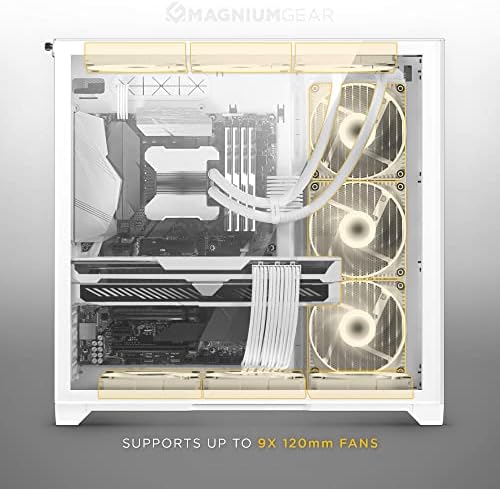 MagniumGear NEO Qube 2 IM, dvokomorni ATX srednji toranj, Digitalni-RGB Infinity ogledalo Prednja ploča, prednji i / o USB Tip C, ploče od kaljenog stakla, Bijela