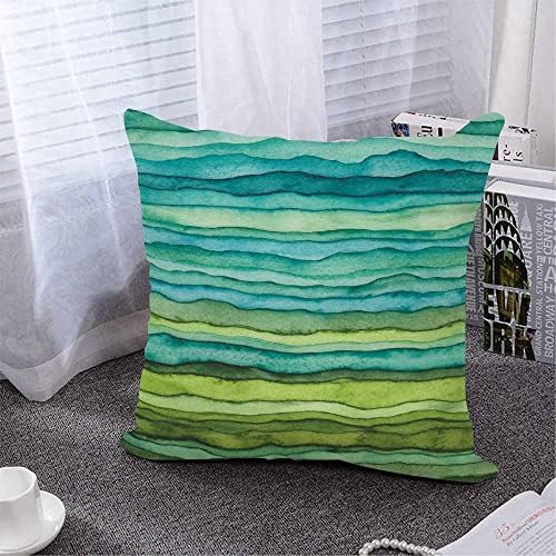 Ibiliu Watercolor Waves bacaju jastuče 18x18, svijetlo plave i zelene pruge morski pamučni kašici za jastuke od dekorativnih jastuka