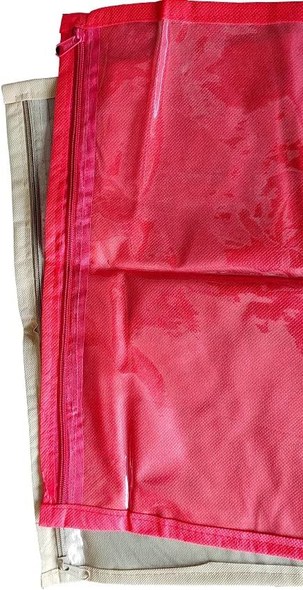 DEVIKA Saree covers Set 5 Pc transparentan & prozračna Bandhani tkanina Saree Covers/Saree torbe / torbe za odlaganje / Odjeća pokriva sa Welcro bravom