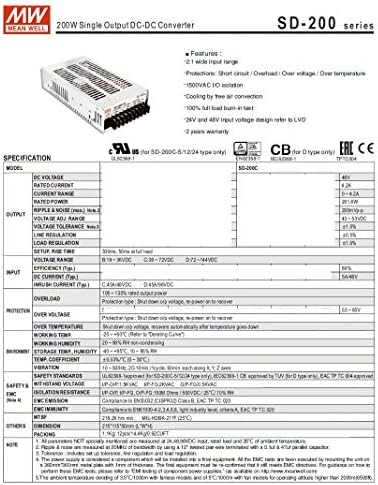 [PowerNex] znači dobro SD-200C-48 48V 4.2 a zatvoreni jednosmerni DC-DC konverter sa jednim izlazom