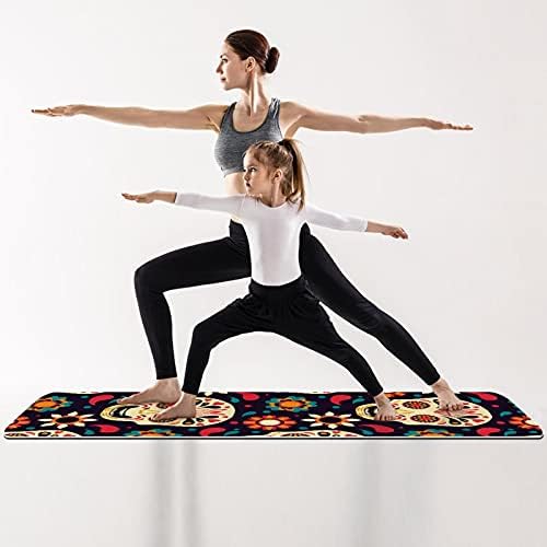 Debela neklizajuća Vježba & amp; fitnes 1/4 prostirka za jogu sa Retro šećernom lobanjom cvjetni uzorak Print za Yoga Pilates & podna