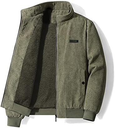 Ninq jakne za muškarce - Men Pismo zakrpano Zip Up Corduroy termalni kaput