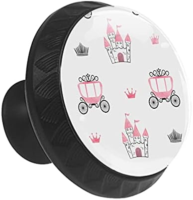 12 komada Pink Princess Castle Crown staklena dugmad za Komode, 1,37 x 1,10 u okruglom kuhinjskom ormariću vuče za dječiju sobu za rasadnike kućne kancelarije