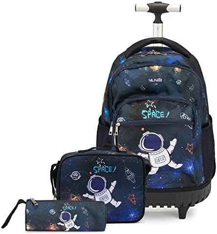 VLIVE Rolling ruksak Set za dječake, ruksak za djecu na točkovima sa torbom za ručak & pernica, 20 inča